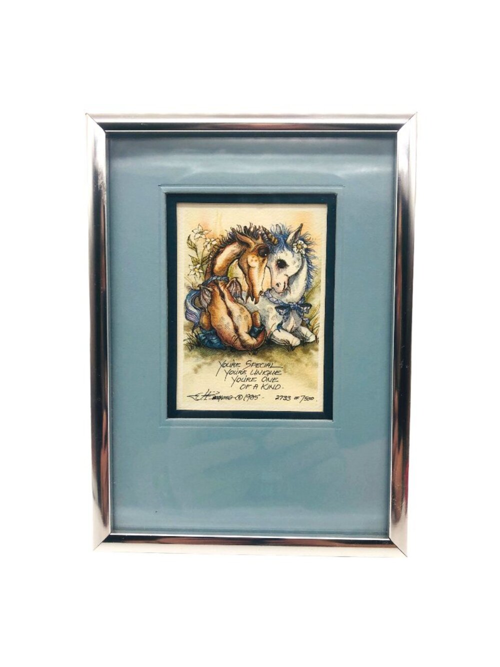 Jody Bergsma Dragon Unicorn You Are Special Metal Frame Signed Numbered 5 x 7 in